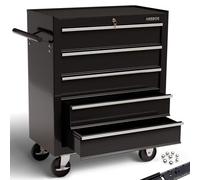 AREBOS Servante d’Atelier Servante Caisse à Outils | 5 Tiroirs |73P x 67l x 38H| Noir | Tiroirs pouvant être verrouillés | Résistante aux Rayures
