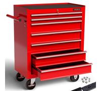 AREBOS Servante d'atelier 7 tiroirs | verrouillable, tapis antidérapant, rouge