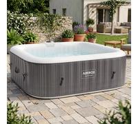 Arebos Spa Gonflable 2400W | Piscine d'extérieur | pour 6 Personnes 185x185cm | 130 Buses de Massage | 910 L avec Chauffage | Gonflage par Bouton-Poussoir | Couverture Incluse