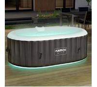 Arebos Spa Gonflable avec éclairage LED | Gonflable | Intérieur & Extérieur | 190x120 cm Ovale | 2 Personnes | 90 Jets de Massage | avec Chauffage | 550 litres | Couverture Incluse | Bubble Spa