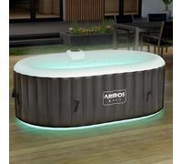Arebos Spa Gonflable avec éclairage LED | Gonflable | Intérieur & Extérieur | 190x120 cm Ovale | 2 Personnes | 90 Jets de Massage | avec Chauffage | 550 litres | Couverture Incluse | Bubble Spa