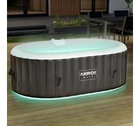 AREBOS Spa Gonflable BALI 2 Places LED 90 Jets Bulles 40°C Luxe PVC ovale