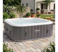 Arebos Spa Gonflable 2400W | Piscine d'extérieur | pour 6 Personnes 185x185cm | 130 Buses de Massage | 910 L avec Chauffage | Gonflage par Bouton-Poussoir | Couverture Incluse