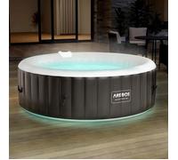 AREBOS Spa gonflable SANTORINI rond avec LED - 6 places, 2400 W, 130 buses d’air, chauffage jusqu’à 40 °C
