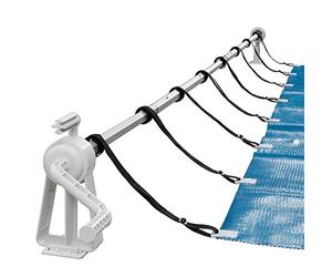 AREBOS Système d'enroulement pour bâches solaires et bâches de Piscine | Longueur de 1,05-6,15 m | matériau résistant aux intempéries | Installation Fixe | Convient également aux piscines Hors Sol