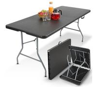 AREBOS Table de buffet pliante 182x74x74 cm | Table de jardin pour 8 personnes, noire