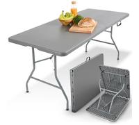 AREBOS Table de Buffet Pliable | 182 x 74 x 74 cm | Résistante aux intempéries | pour Jardin, terrasse et Balcon | pour 8 Personnes | avec poignée de Transport | Anthracite