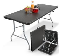 AREBOS Table de buffet pliante 182x74x74 cm | Table de jardin pour 8 personnes, noire