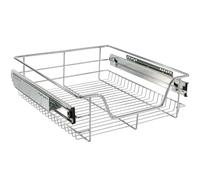AREBOS Tiroir télescopique chromé 50 cm | Pour armoires 30-60 cm | Panier coulissant et tiroir de cuisine | Inserts modulables | Montage facile | Rangement pratique et durable