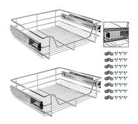 AREBOS Tiroir télescopique - pour largeur d'armoire 30 40 50 ou 60 cm | chromé/choix du kit- Tiroir de cuisine Coulisse à panier, inserts de tiroir pour armoire de cuisine | 2 x 60 cm