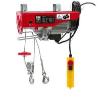 AREBOS Treuil électrique 500W, 100/200 kg, câble acier 12 m, télécommande, certifié TÜV, sécurité maximale, usage atelier & garage
