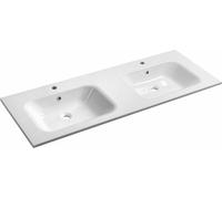 Sapho - Double-lavabo 141x52 cm, avec trop-plein, 2 trous pour robinetterie, blanc AC141