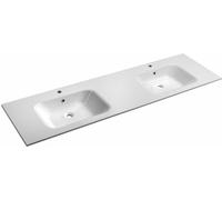 Sapho - Double-lavabo 181x52 cm, avec trop-plein, 2 trous pour robinetterie, blanc AC181