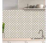AREDE 32 x Feuilles Mural Stickers Carrelage 2D Imperméables Carreau de Ciment Adhesif, Autocollants Carreaux Dosseret pour Cuisine, Salle de Bain la Décoration à la Maison / 15 x 15 cm / T1057