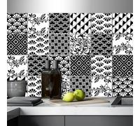 AREDE 32 x Feuilles Mural Stickers Carrelage 2D Imperméables Carreau de Ciment Adhesif, Autocollants Carreaux Dosseret pour Cuisine, Salle de Bain la Décoration à la Maison / 15 x 15 cm / T1021
