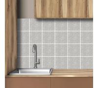AREDE 32 x Feuilles Mural Stickers Carrelage 2D Imperméables Carreau de Ciment Adhesif, Autocollants Carreaux Dosseret pour Cuisine, Salle de Bain la Décoration à la Maison / 15 x 15 cm / T1061