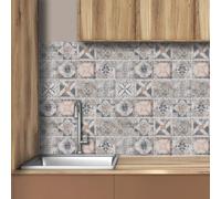 AREDE 32 x Feuilles Mural Stickers Carrelage 2D Imperméables Carreau de Ciment Adhesif, Autocollants Carreaux Dosseret pour Cuisine, Salle de Bain la Décoration à la Maison / 10 x 10 cm / T1064