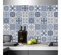 AREDE 32 x Feuilles Mural Stickers Carrelage 2D Imperméables Carreau de Ciment Adhesif, Autocollants Carreaux Dosseret pour Cuisine, Salle de Bain la Décoration à la Maison / 10 x 10 cm / T1005