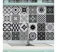 AREDE 32 x Feuilles Mural Stickers Carrelage 2D Imperméables Carreau de Ciment Adhesif, Autocollants Carreaux Dosseret pour Cuisine, Salle de Bain la Décoration à la Maison / 15 x 15 cm / T1007