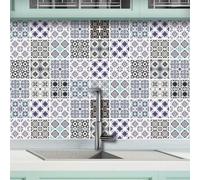 AREDE 32 x Feuilles Mural Stickers Carrelage 2D Imperméables Carreau de Ciment Adhesif, Autocollants Carreaux Dosseret pour Cuisine, Salle de Bain la Décoration à la Maison / 10 x 10 cm / T1006