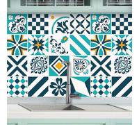 AREDE 32 x Feuilles Mural Stickers Carrelage 2D Imperméables Carreau de Ciment Adhesif, Autocollants Carreaux Dosseret pour Cuisine, Salle de Bain la Décoration à la Maison / 15 x 15 cm / T1051