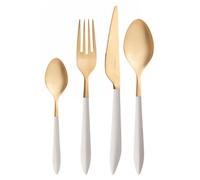 ARES, Set de couverts finition or, 24 pièces, coffret avec fenêtre, Casa Bugatti