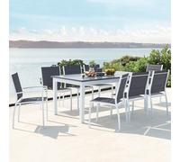 Arezzo 8 Blanc : Salon De Jardin Extensible En Aluminium + 8 Assises En Textilène Blanc