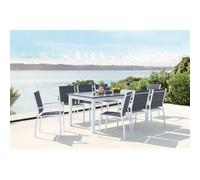 Concept Usine – Table de jardin extensible Arezzo – 8 chaises alu-toile PVC blanc