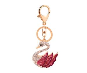 ARFUKA Porte-clés en acier inoxydable avec pendentif cygne pour homme et femme avec strass