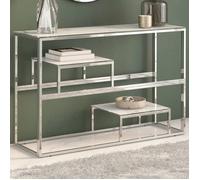 (Argent) Table Console，VIDAXL,Armoire haute de salon, table d'appoint argenté acier inoxydable et verre trempé Mgnifique733138