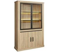 Argentier 4 Portes avec Leds Aspect Bois Chêne Clair Finition Frank - LORENZO - ALTOBUY Marron G