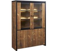Argentier 4 Portes Effet Bois Manguier Foncé et Noir - STALONE - ALTOBUY Marron G