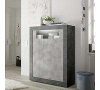 Argentier-bar moderne gris oxyde et gris béton 2 portes NIO