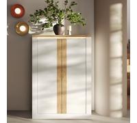 Argentier-bar moderne laqué blanc et bois + led ARIA