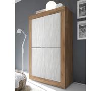 Argentier-bar noyer et blanc 4 portes pleines CALIA 2