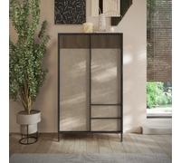 Argentier moderne 2 portes-2 tiroirs bois et travertin EZE