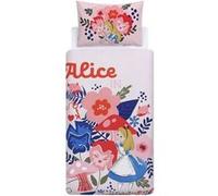 Disney Home Alice au pays des merveilles Parure de lit réversible double face, 100 % coton, taille simple, 2 pièces, 135 x 200 cm + 50 x 70 cm