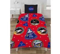 ARGOFIELD Parure de lit réversible Et Taie D'oreiller Espace Badges de Mission de la NASA - 137 cm x 200 cm Rouge G