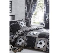 ARGOFIELD Parure de lit réversible Football Noir Gris et Blanc -138 x 200 cm Multicolors G
