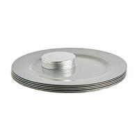 Argon Tableware 12 Piece plaques métalliques Kit Chargeur - Restauration Luxe Table sous Coasters Plate - Argent
