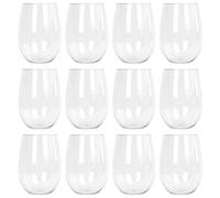 Argon Tableware 12x 480ml Plastique Réutilisable Verres à Vin sans Pied - Adultes Grand Clair Cocktail Fête Pique-Nique Camping Buvant Gobelets Tasses Ensemble