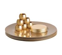 Argon Tableware 18 Piece plaques métalliques Kit Chargeur - Restauration Luxe Table Dessous de Plat Dessous de Verre Serviette Anneaux - Or