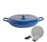 Argon Tableware 1x Midnight Blue 2.3L Fonter Fon Demeure è casserole peu profonde Plat de cuisson - 2300 ml Four hollandais èmaillè - Couvercle auto-dèroulant - Hob è four