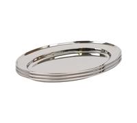 Argon Tableware 3X 25cm x 17cm Plateaux de Service Ovales en Acier Inoxydable - Petit Fête Dîner Collation Buffet Nourriture Sandwich Afficher Plateau Assiettes Plats