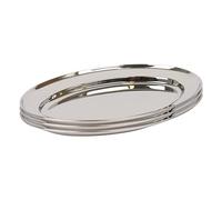 Argon Tableware 3X 30cm x 20.5cm Plateaux de Service Ovales en Acier Inoxydable - Petit Fête Dîner Collation Buffet Nourriture Sandwich Afficher Plateau Assiettes Plats