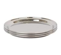 Argon Tableware 3X 40.5cm Plateaux de Service Ronds en Acier Inoxydable - Grand Métal Cuisine Nourriture Thé Café Dîner Tableau Boissons Fête Plat