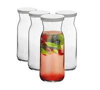 Argon Tableware 4 pièces Brocca Verre Carafe à Eau avec Couvercle Set - Carafe Cruche pour l'eau, vin, thé glacé - 700ml