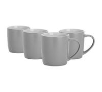 Argon Tableware 4X 350ml Couleur Mate Tasses à Café - Gris - Céramique Grès Thé Latté Cappuccino avec Poignée