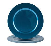 Argon Tableware 6 pièce métallique Chargeur microplaques - Fini métallique - 33cm - Bleu