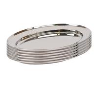 Argon Tableware 6X 35cm x 24cm Plateaux de Service Ovales en Acier Inoxydable - Moyen Fête Dîner Collation Buffet Nourriture Sandwich Afficher Plateau Assiettes Plats